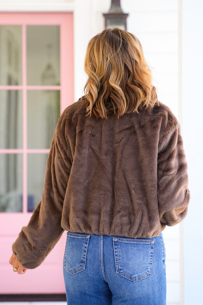 Plush Fur Vegan Long Sleeve Zip-Up Jacket