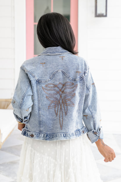Long Sleeve Trucker Jacket with Stitch Detail