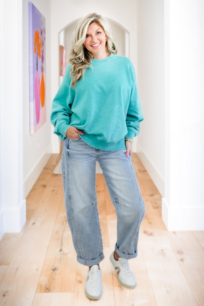 Door Buster! Zenana Acid Wash Oversized Fleece Pullover