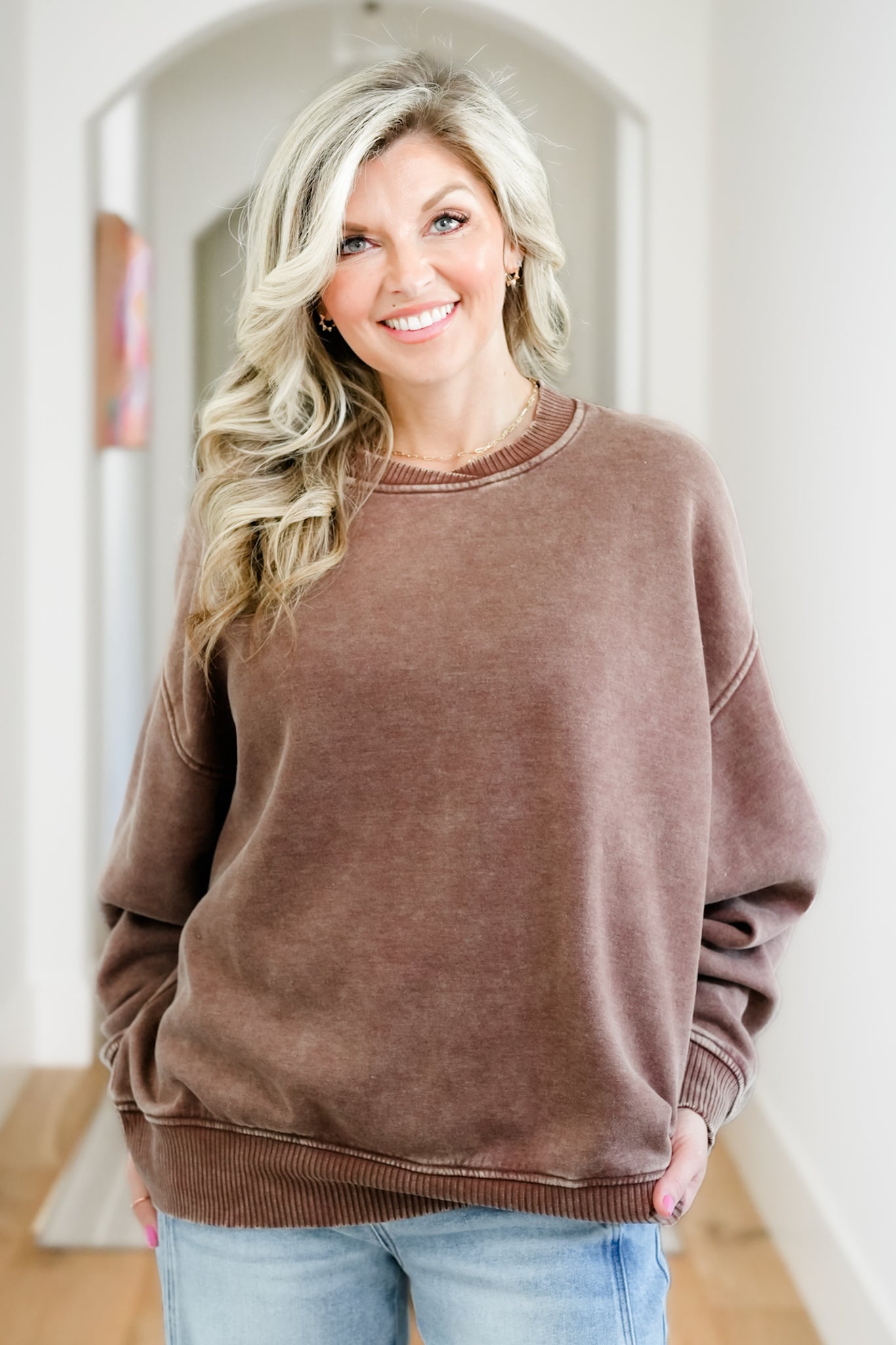 Door Buster! Zenana Acid Wash Oversized Fleece Pullover