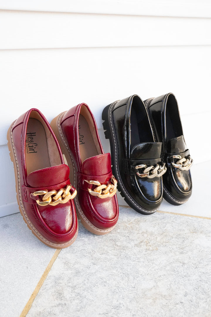Corky's "Not Literally" Patent Vegan Leather Loafer with Chunky Chain