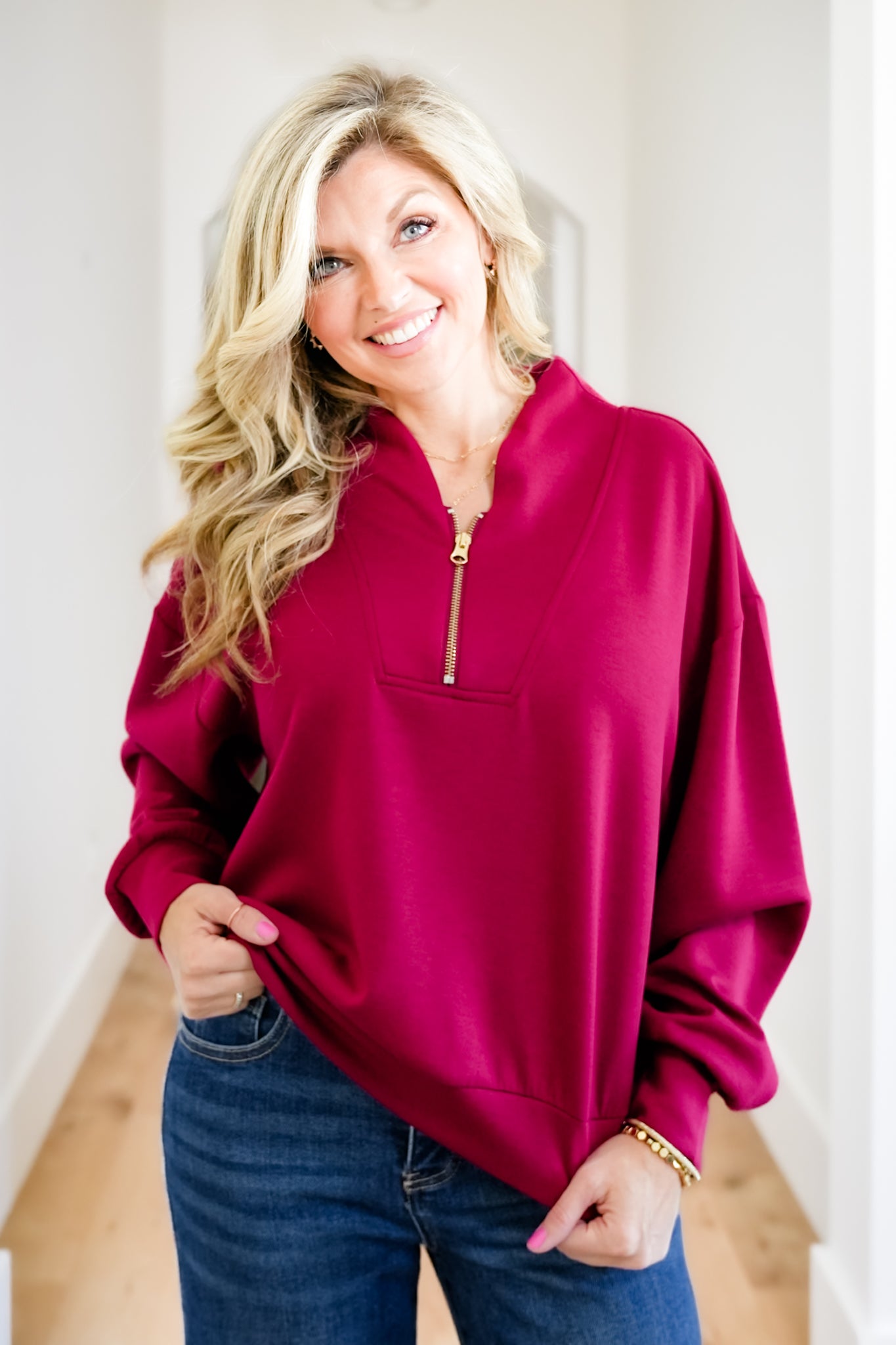 Door Buster! Zenana Scuba Half Zip Pullover