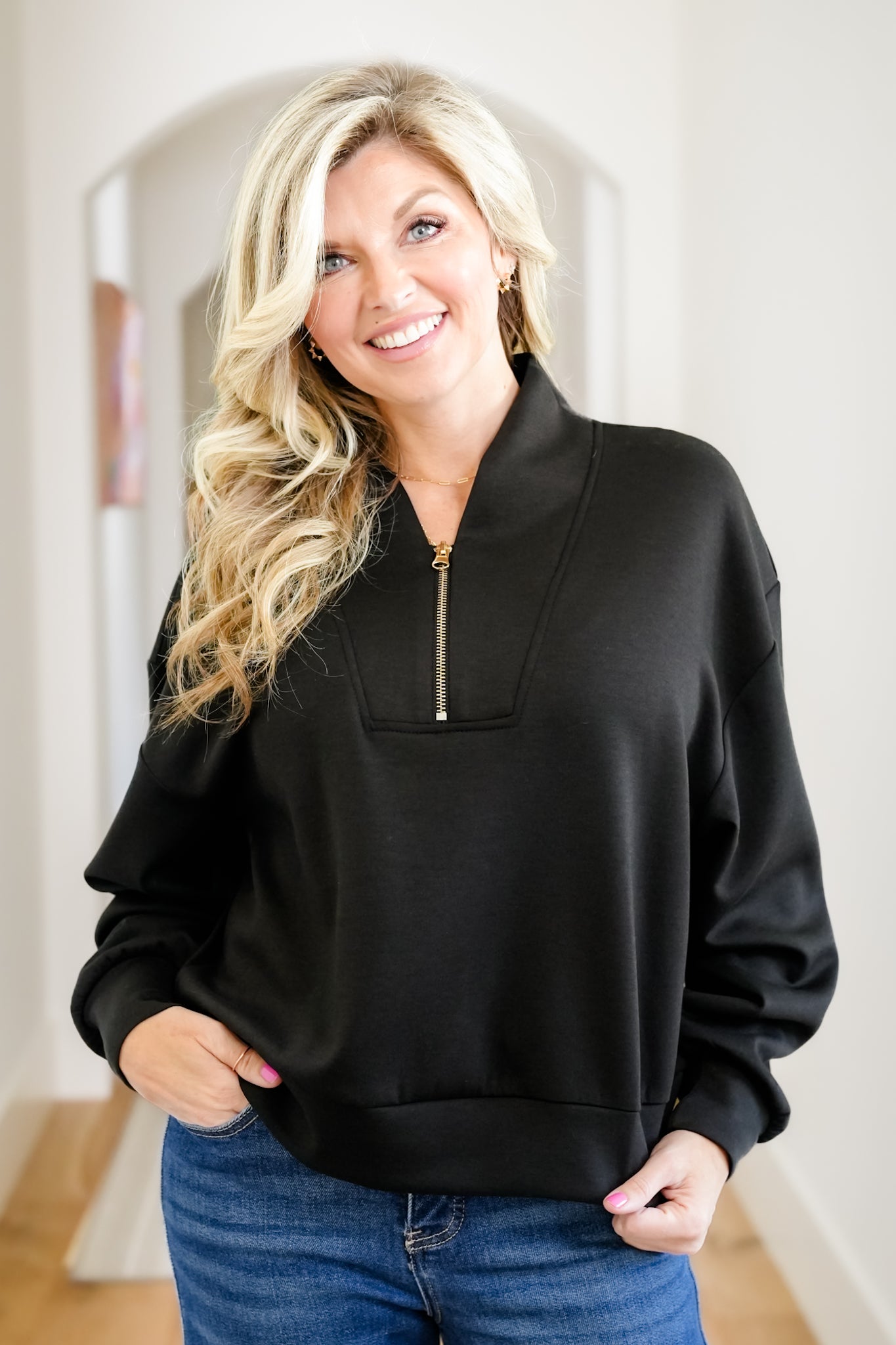Door Buster! Zenana Scuba Half Zip Pullover