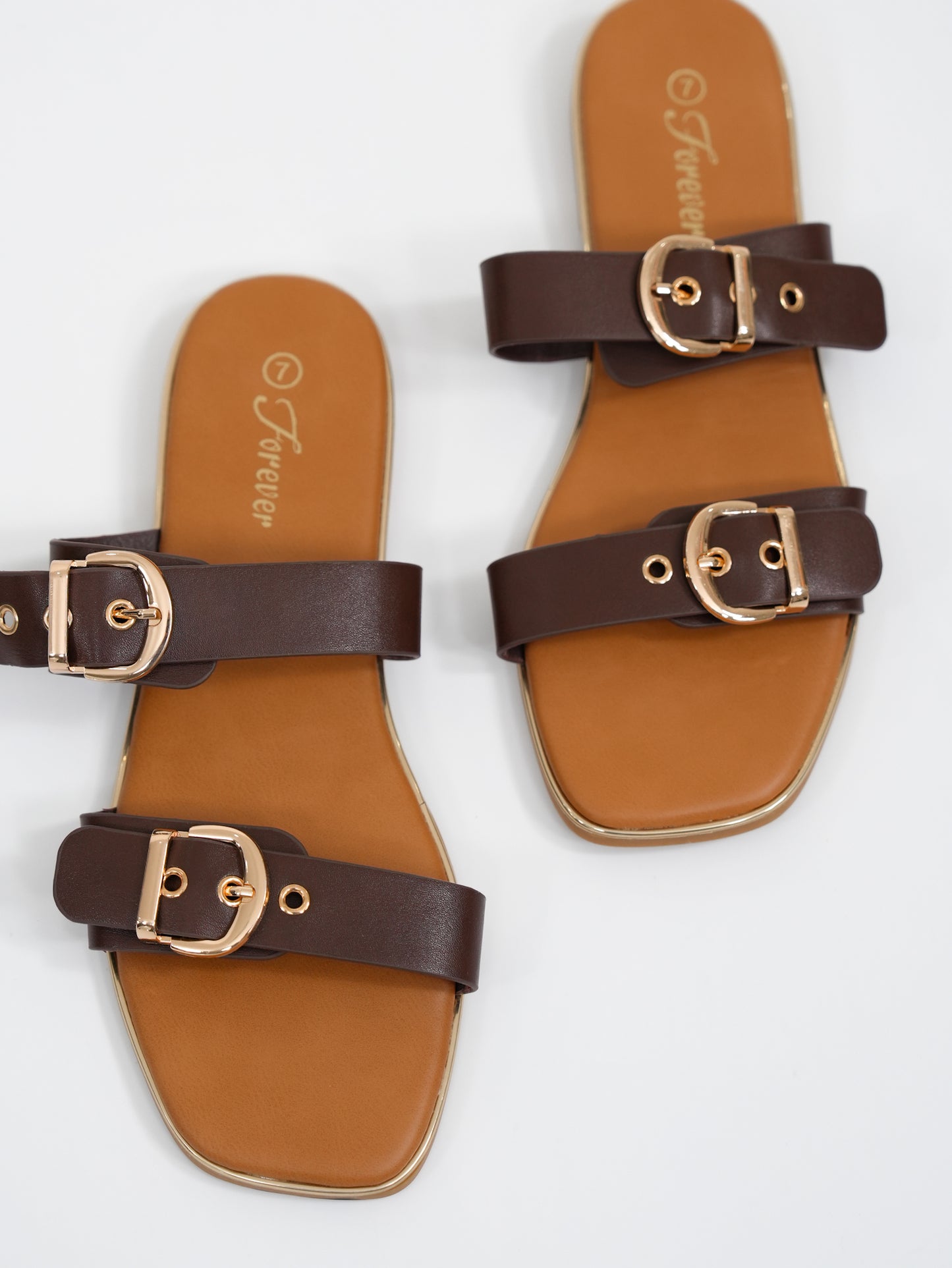 Double Buckle Strap Slide Sandal
