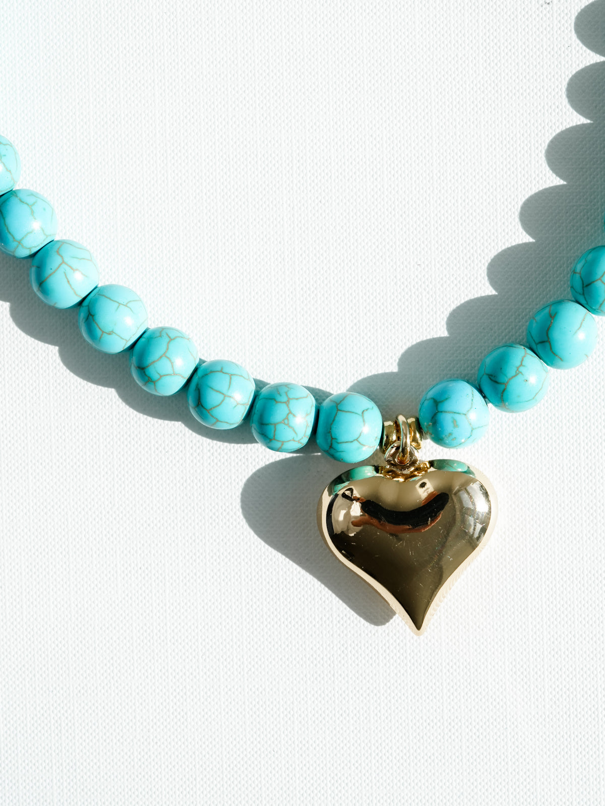Turquoise Bead Heart Pendant Necklace