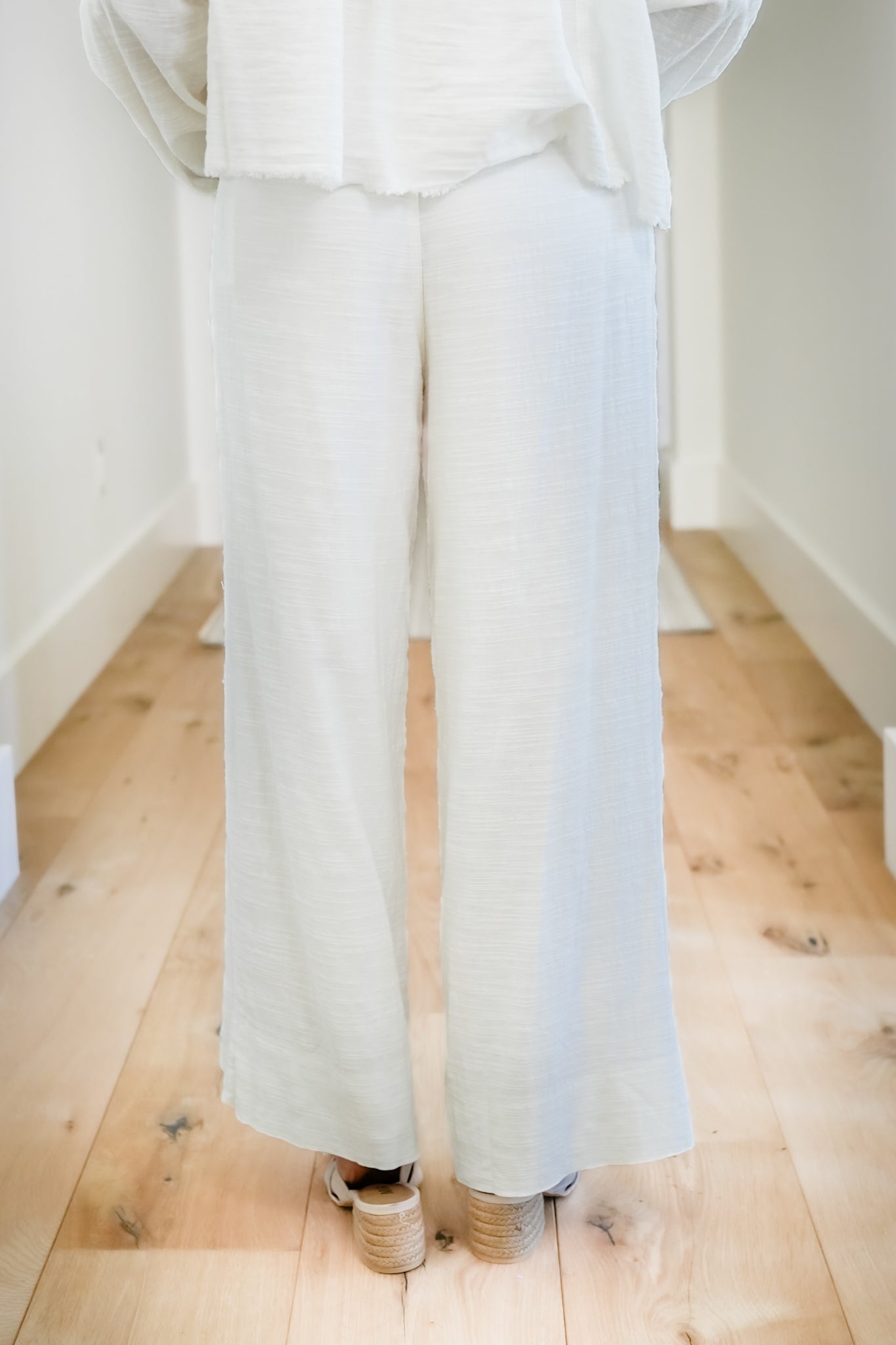 Woven Pants with Lace Trim Belt