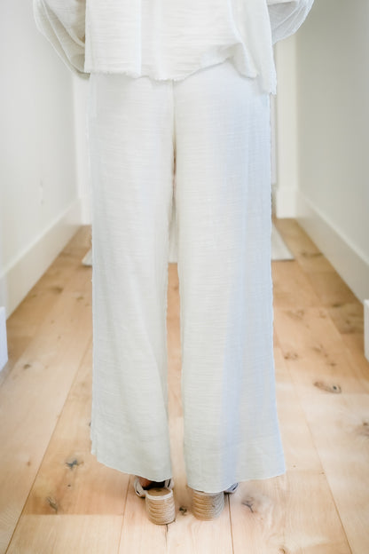 Woven Pants with Lace Trim Belt