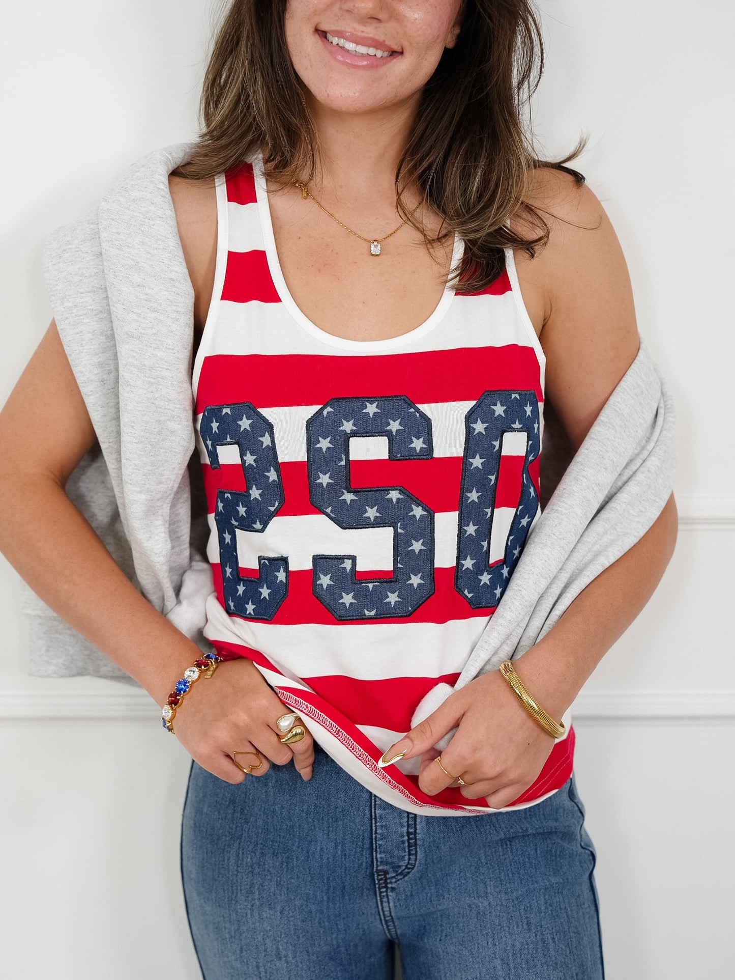 Patriotic Stripe "250" Anniversary Tank Top