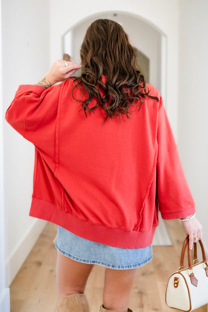 Solid Long Sleeve Round Neck Top with Bow Patches