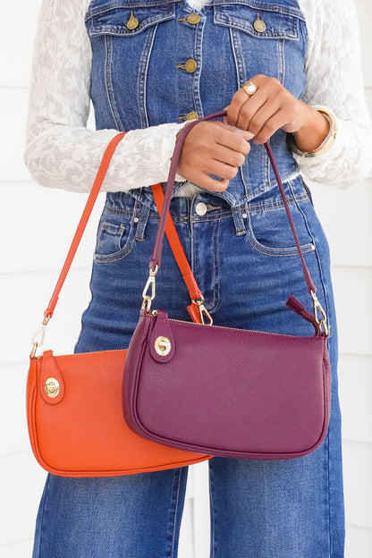 Genuine Italian Leather Shoulder and Crossbody Bag with Turn Lock