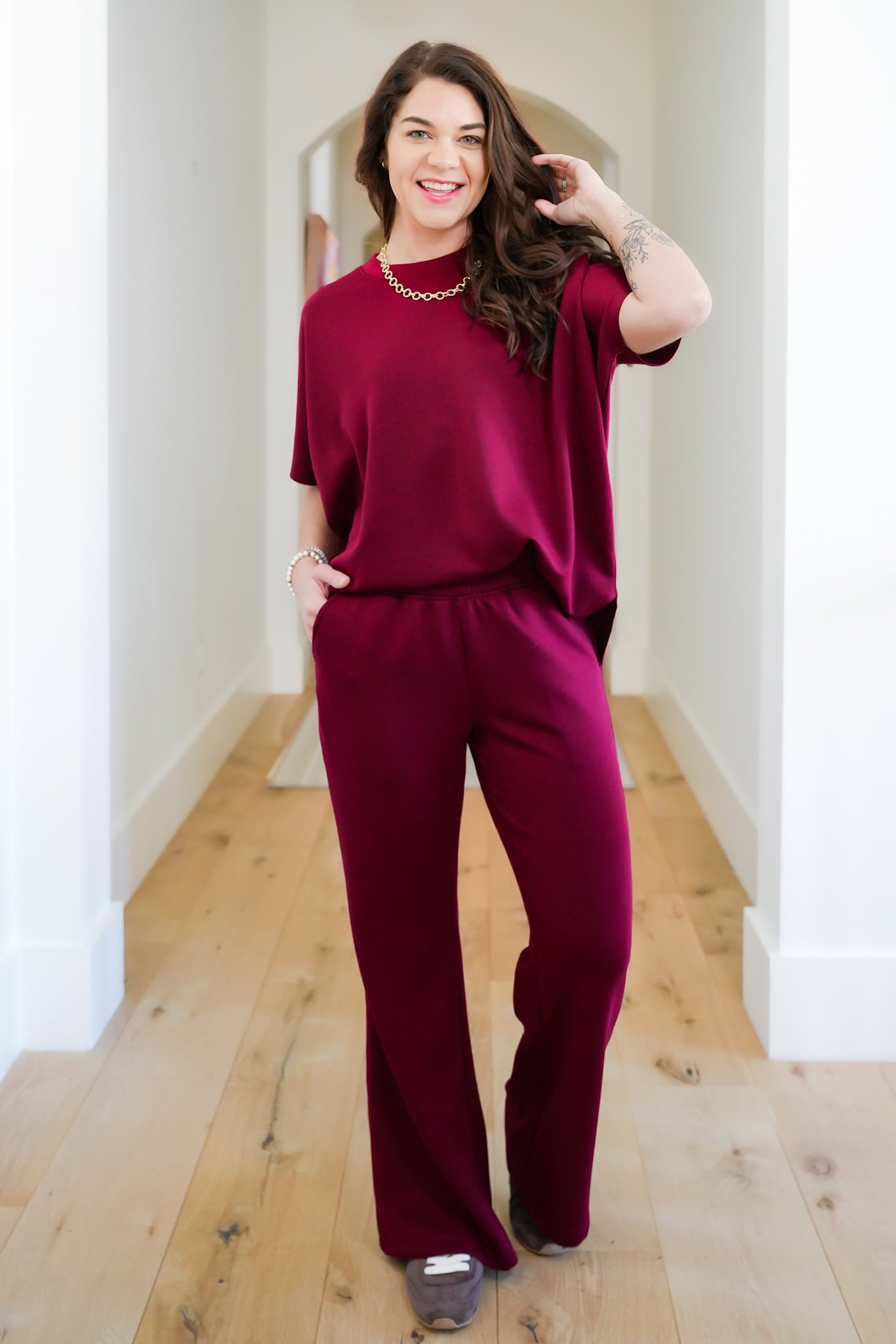 Door Buster! Zenana Scuba Curbed Hem Top & Pants Set