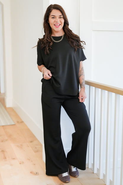 Door Buster! Zenana Scuba Curbed Hem Top & Pants Set