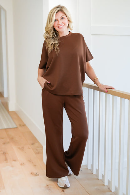 Door Buster! Zenana Scuba Curbed Hem Top & Pants Set