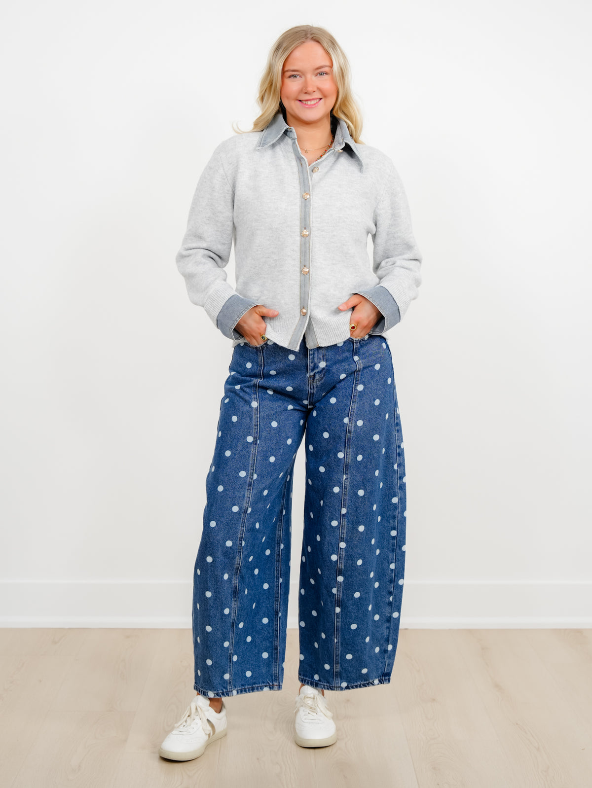 Plus/Reg Long Sleeve Bottom Down Layered Look Cardigan