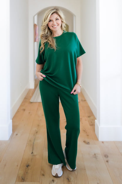 Door Buster! Zenana Scuba Curbed Hem Top & Pants Set