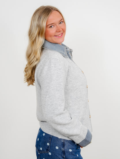 Plus/Reg Long Sleeve Bottom Down Layered Look Cardigan