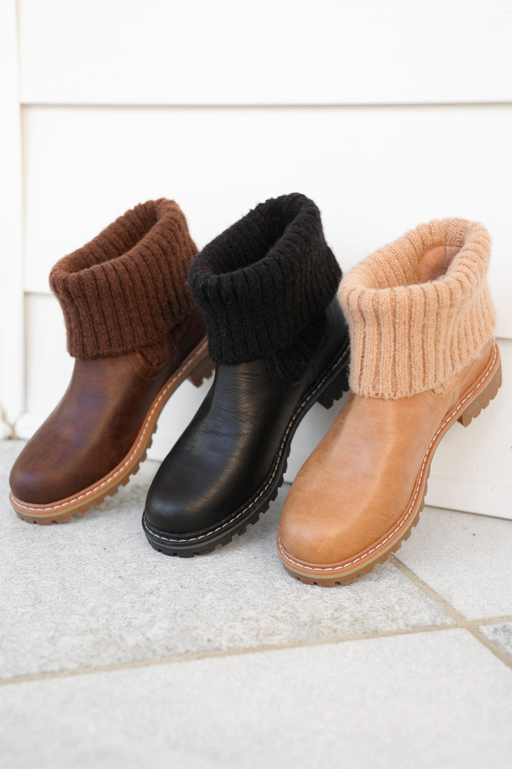 Corky's "Quiver" Vegan Leather Ankle Booties with Sweater Cuff