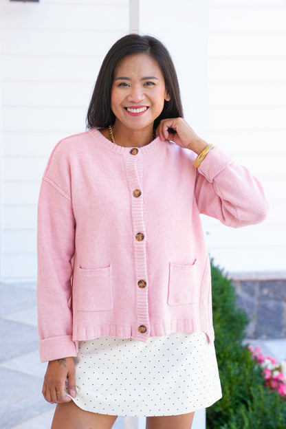 Brushed Knit Long Sleeve Button Down Cardigan