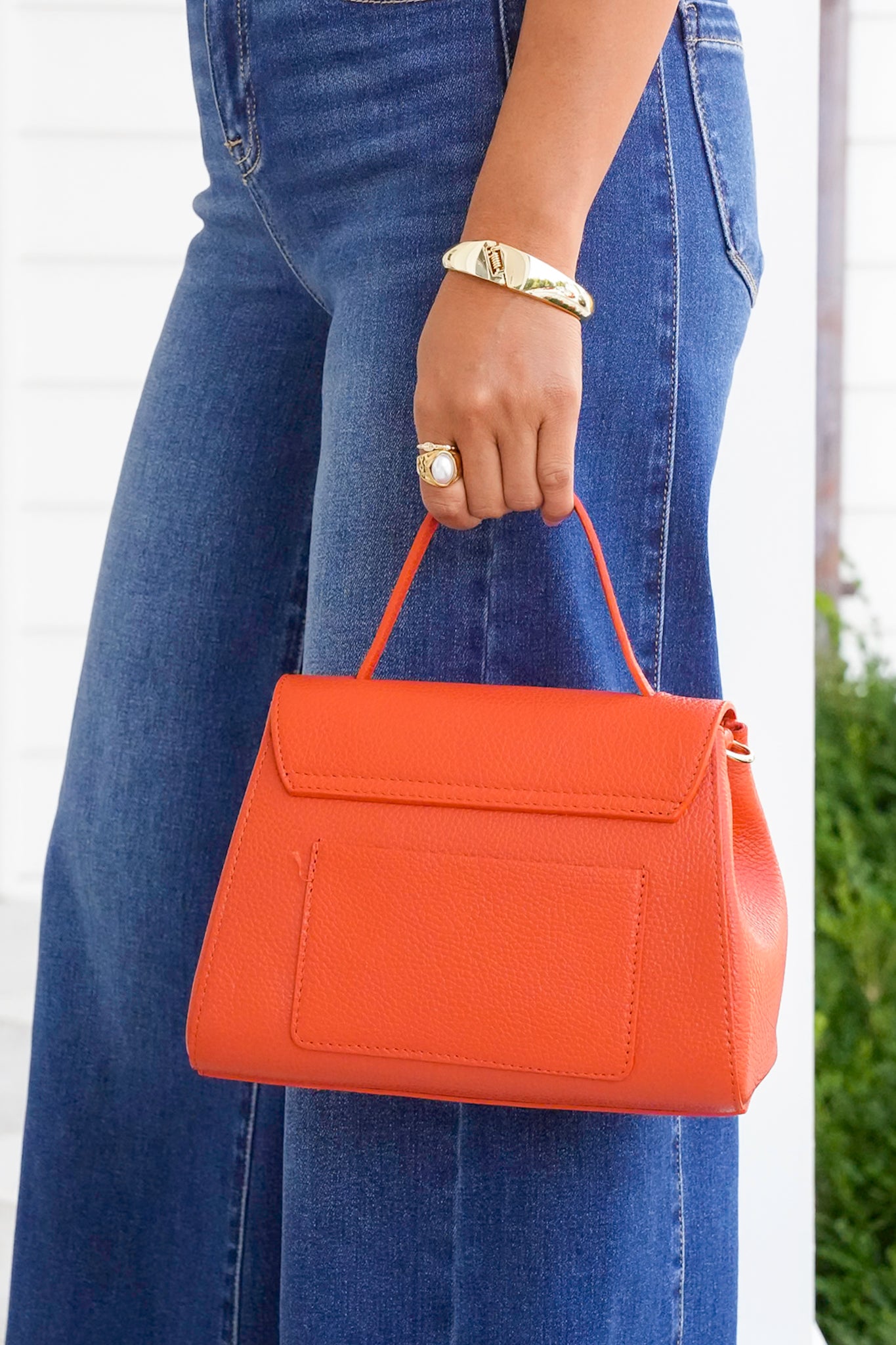 Genuine Italian Leather Top Handle and Crossbody Handbag