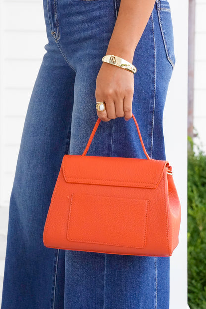 Genuine Italian Leather Top Handle and Crossbody Handbag