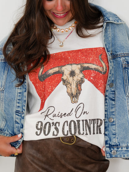 Plus/Reg Short Sleeve Longhorn "Raised On 90's Country" Graphic Tee