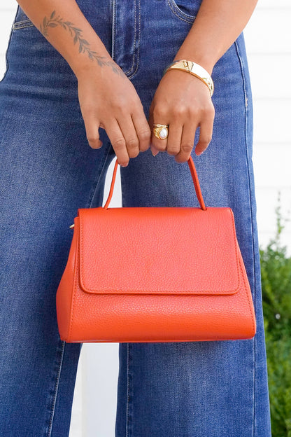 Genuine Italian Leather Top Handle and Crossbody Handbag