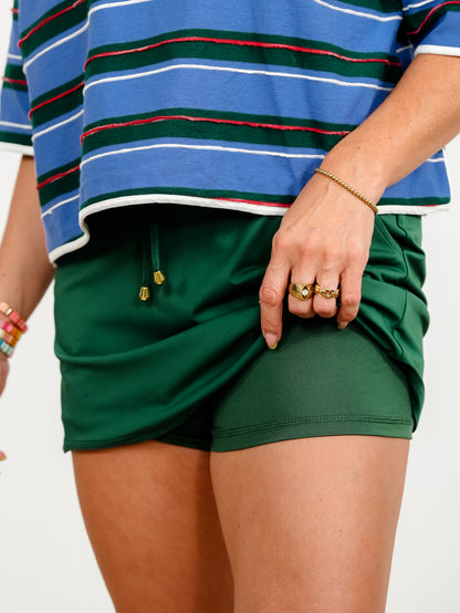 Plus/Reg Emerald Elastic Waist Skort