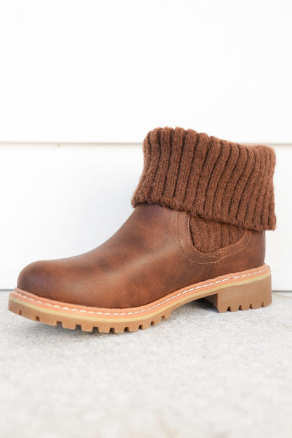 Corky's "Quiver" Vegan Leather Ankle Booties with Sweater Cuff