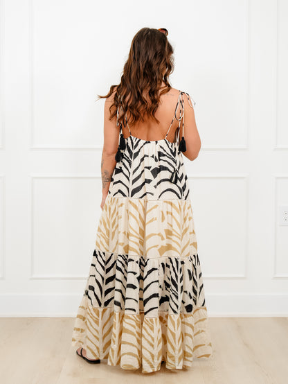 POL Zebra Print Sleeveless Tiered Maxi Dress