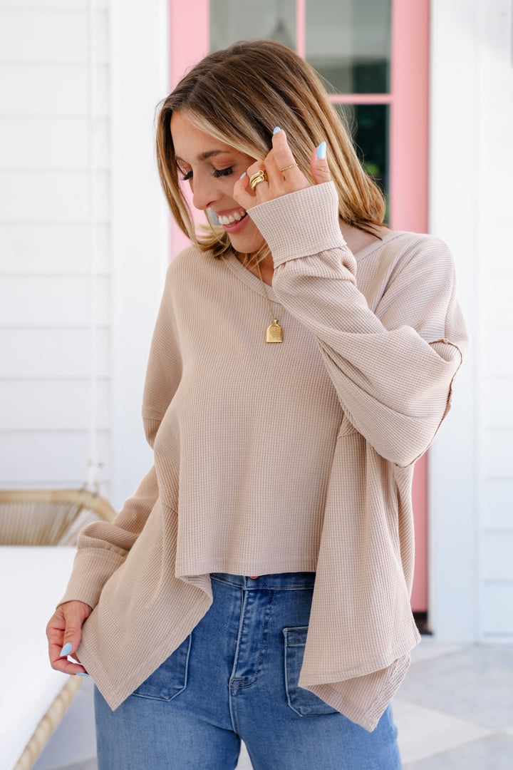 Thermal Long Sleeve V Neck Top