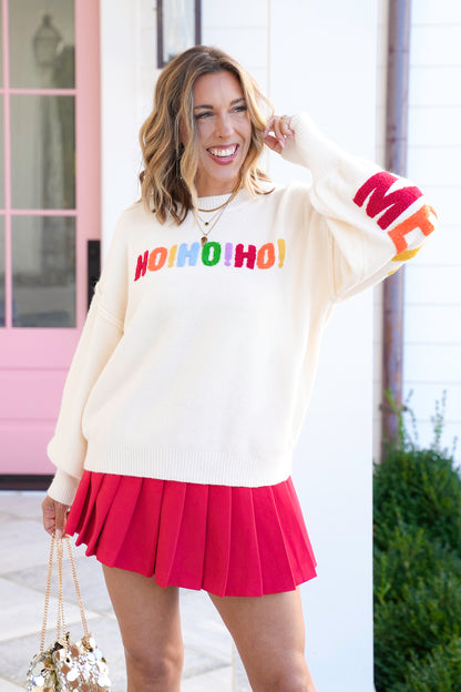 Long Sleeve "Ho Ho Ho, Merry Christmas" Pullover Sweater