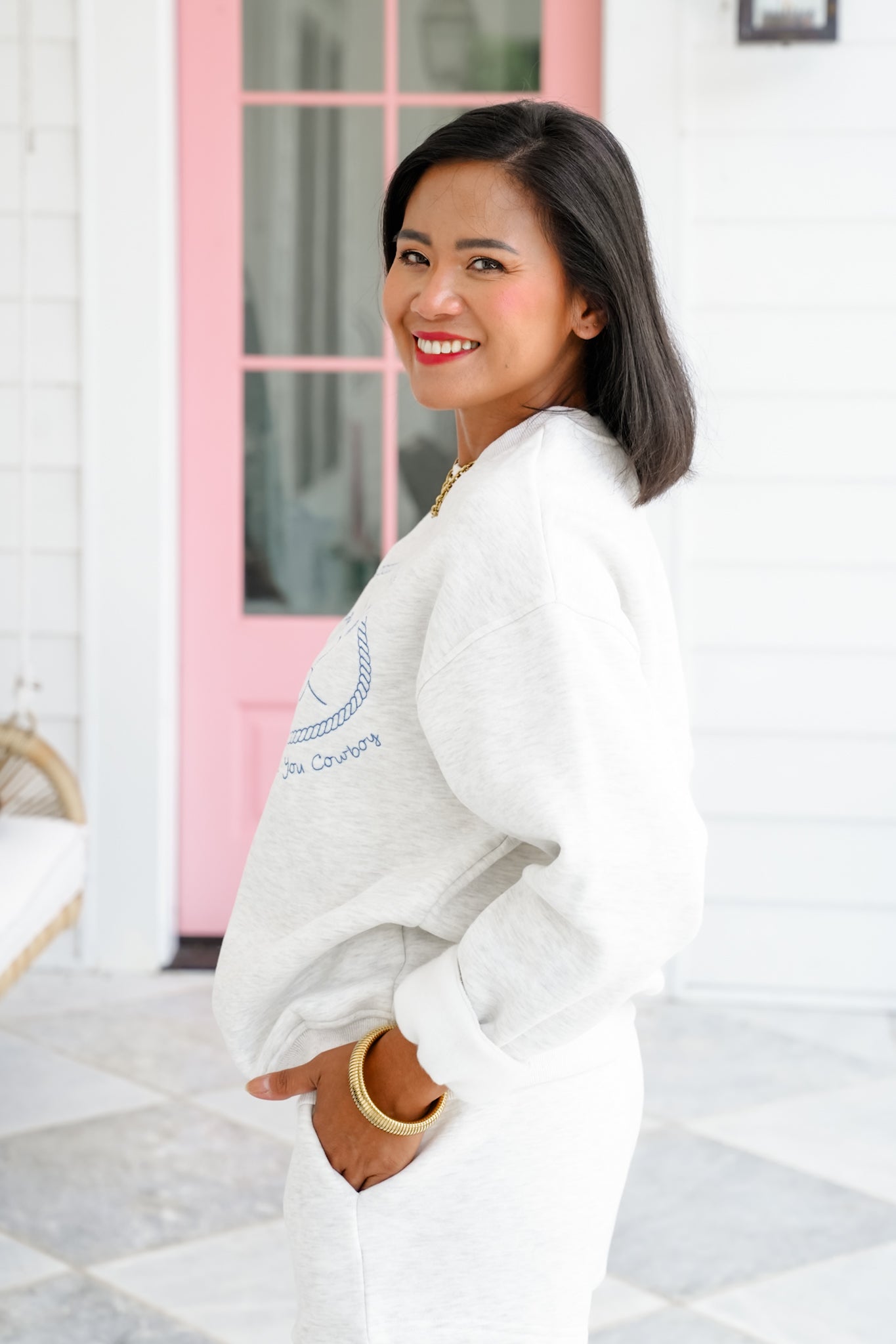 Long Sleeve  Embroidered "See You Cowboy" Sweatshirt