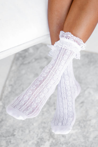 Heart Vine Lace Crew Socks