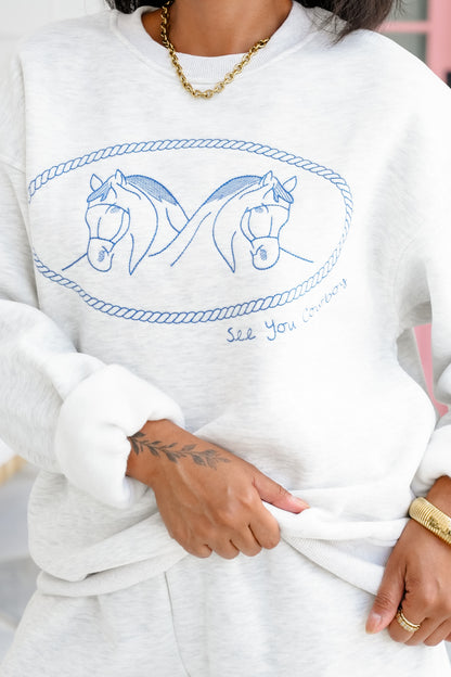 Long Sleeve  Embroidered "See You Cowboy" Sweatshirt