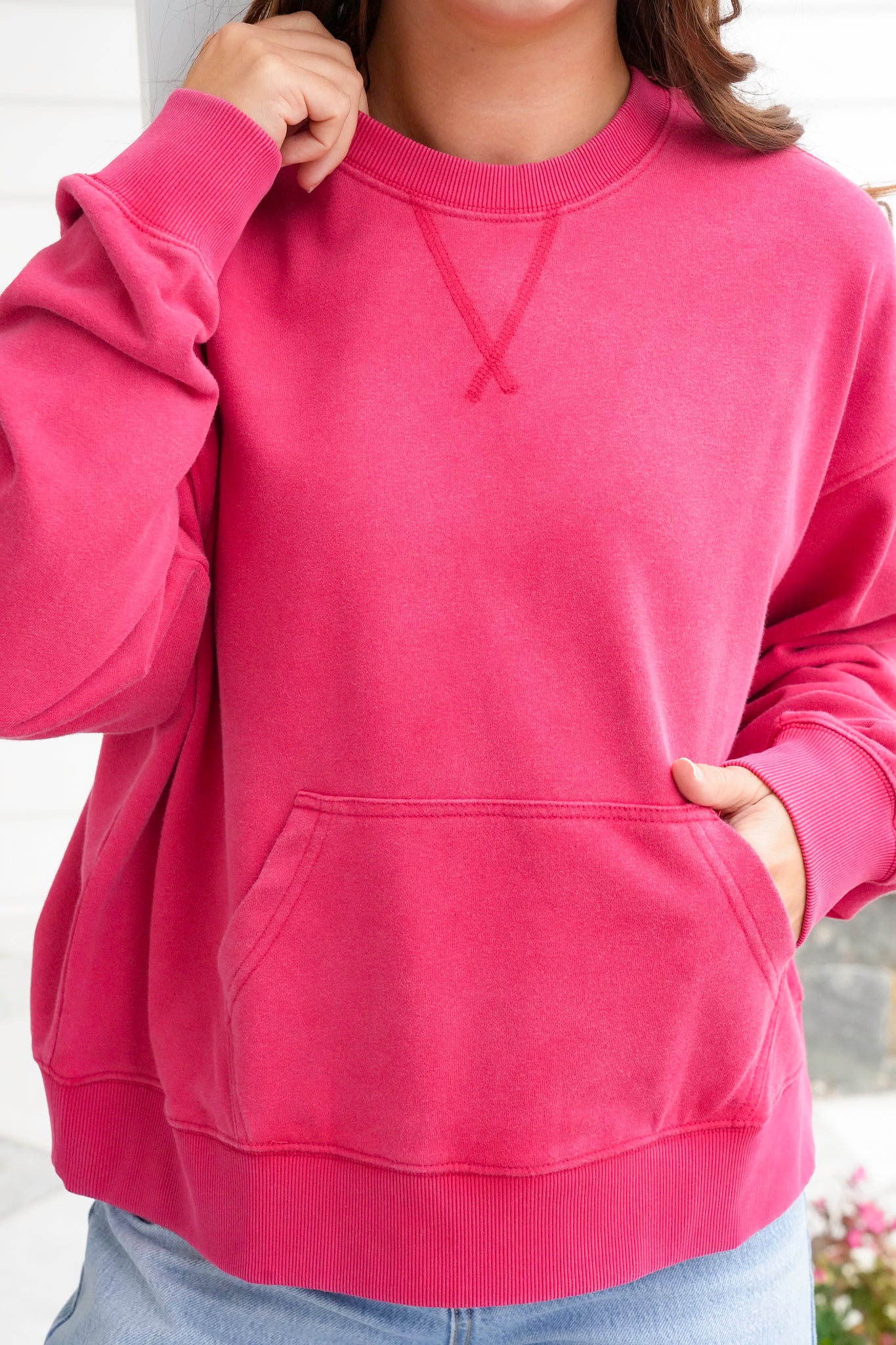 Long Sleeve Pullover Sweatshirt with Kangaroo Pocket