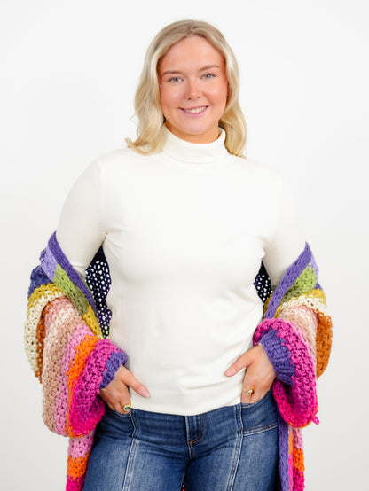 Ribbed Long Sleeve Turtle Neck Sweater