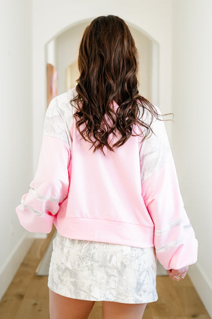 Plus/Reg Long Sleeve Pullover Sweatshirt with Camo Accents