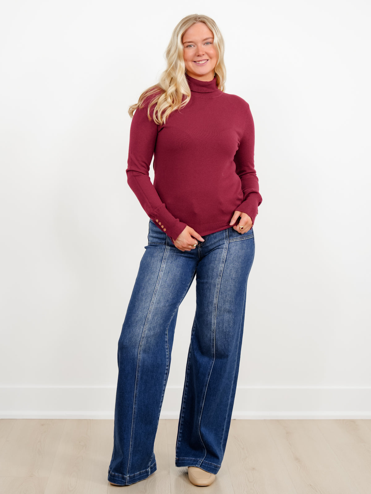 Ribbed Long Sleeve Turtle Neck Sweater