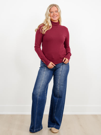 Ribbed Long Sleeve Turtle Neck Sweater