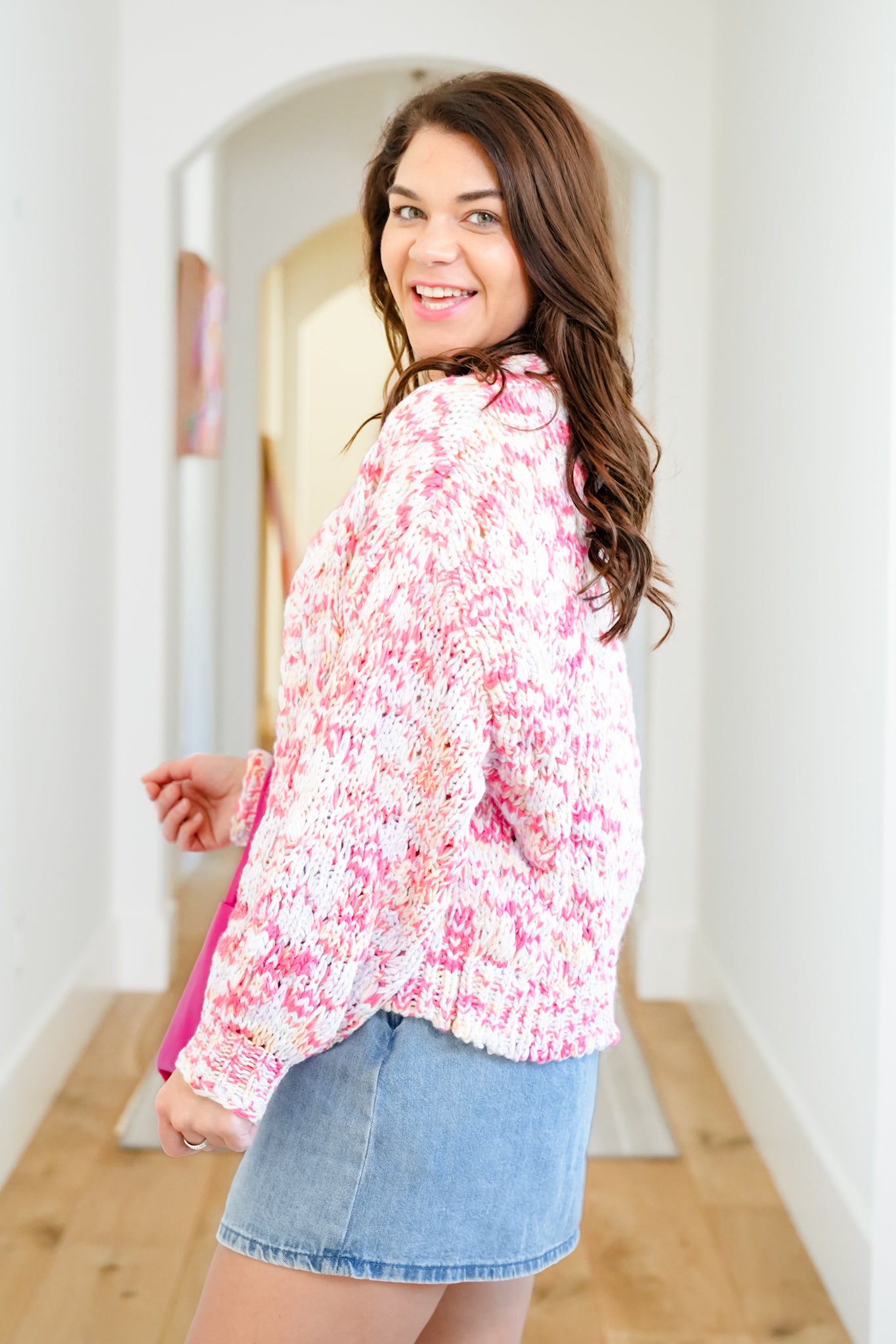 Multi Color Knit Long Sleeve Open Front Cardigan