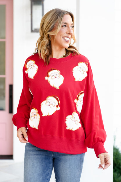 Long Sleeve Santa Pullover Sweatshirt