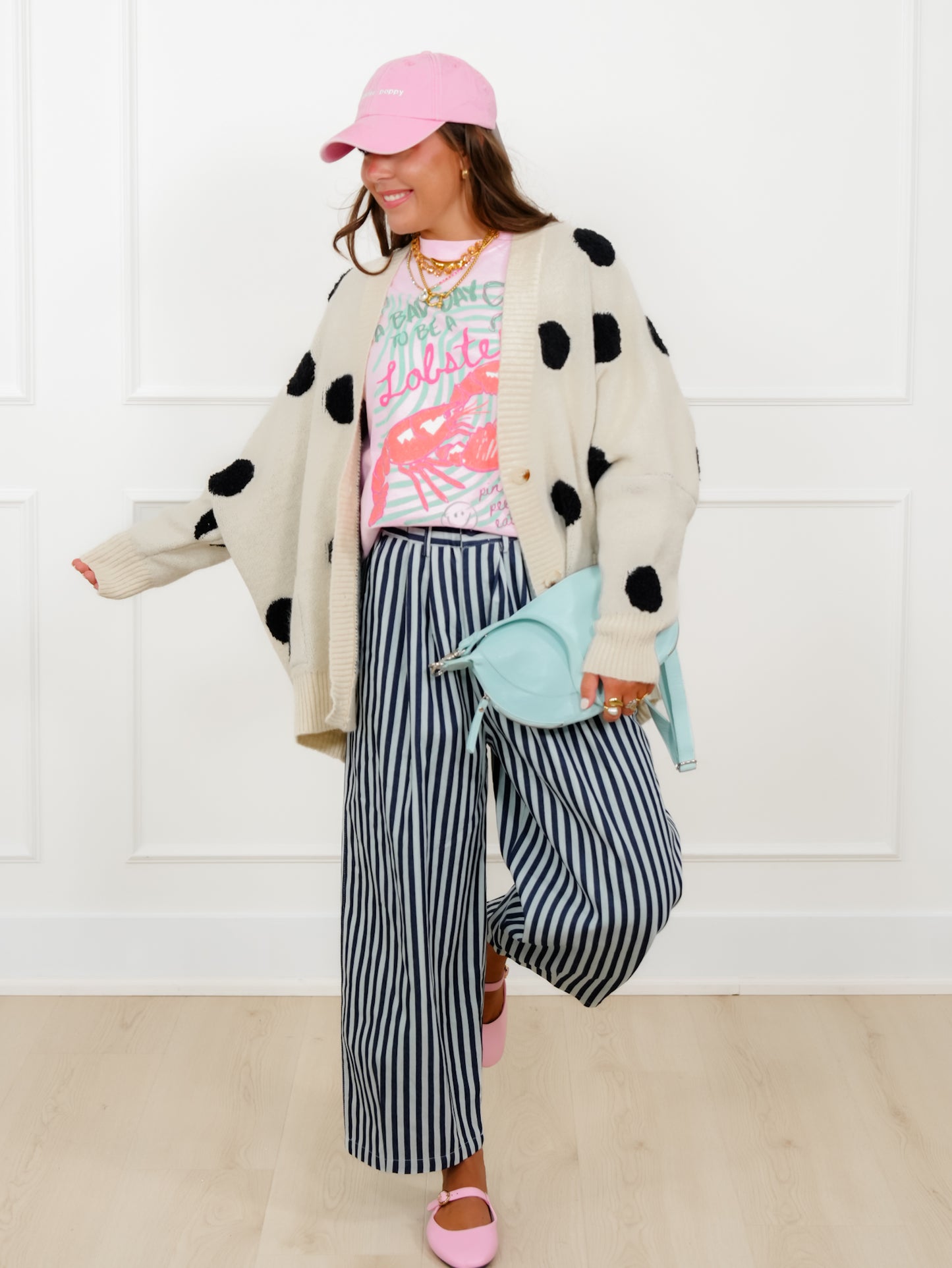 Polka Dot Long Sleeve Button Down Cardigan