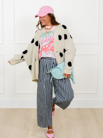 Polka Dot Long Sleeve Button Down Cardigan