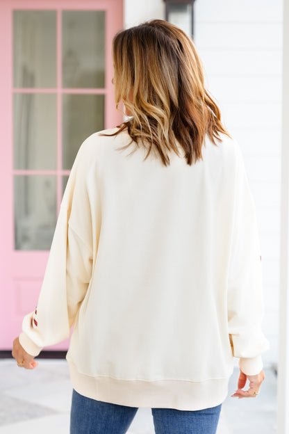 Long Sleeve Sequin Candy Cane Pullover Sweatshirt