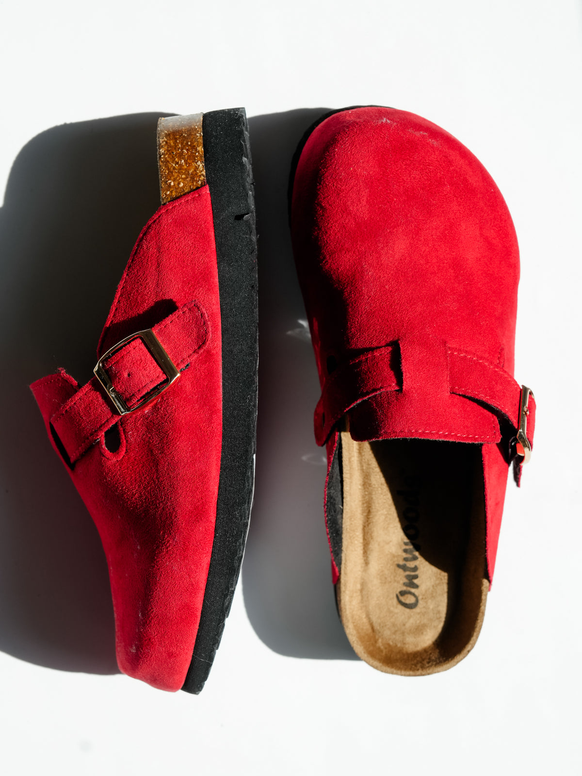 Vegan Suede Buckle Strap Clog Mule