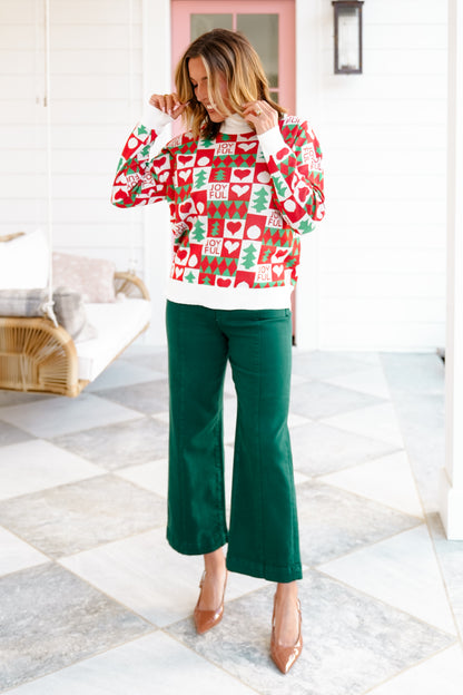 Plus/Reg Long Sleeve "Joyful" Pullover Sweater