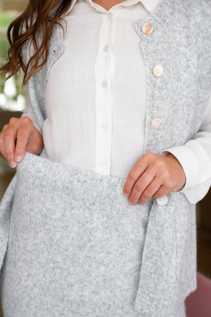 Button Down Sweater Vest and Midi Skirt Set