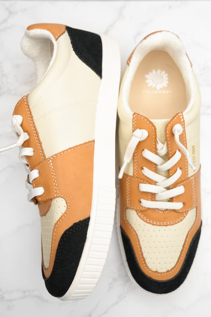 Yellow Box Metallic Accent Mixed Material Lace Up Sneaker