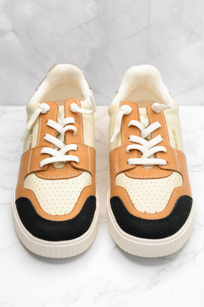 Yellow Box Metallic Accent Mixed Material Lace Up Sneaker