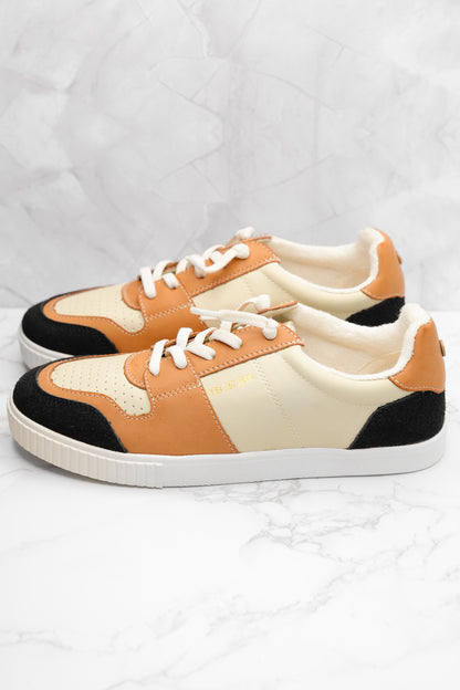 Yellow Box Metallic Accent Mixed Material Lace Up Sneaker
